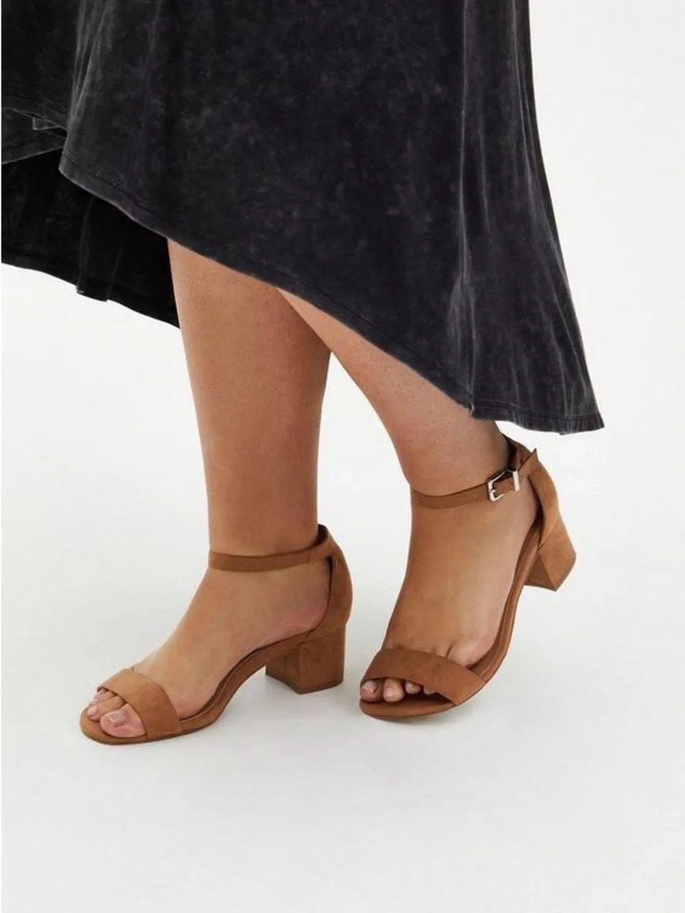 Torrid Tan Suede Ankle-Strap Block Heels - 6.5WW
